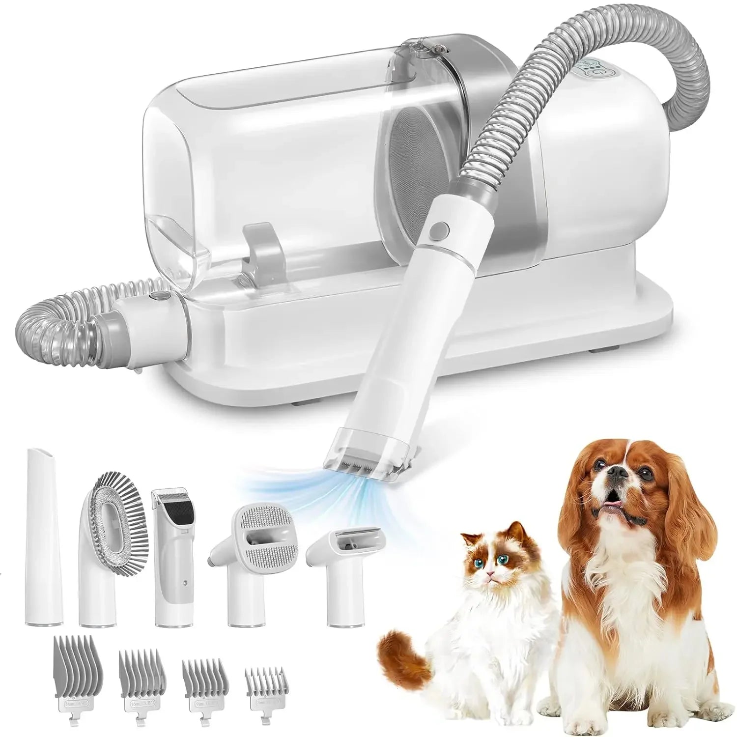 Aspirateur et Kit de Toilettage 5-en-1 pour Animaux - Grande Capacité 2,3L