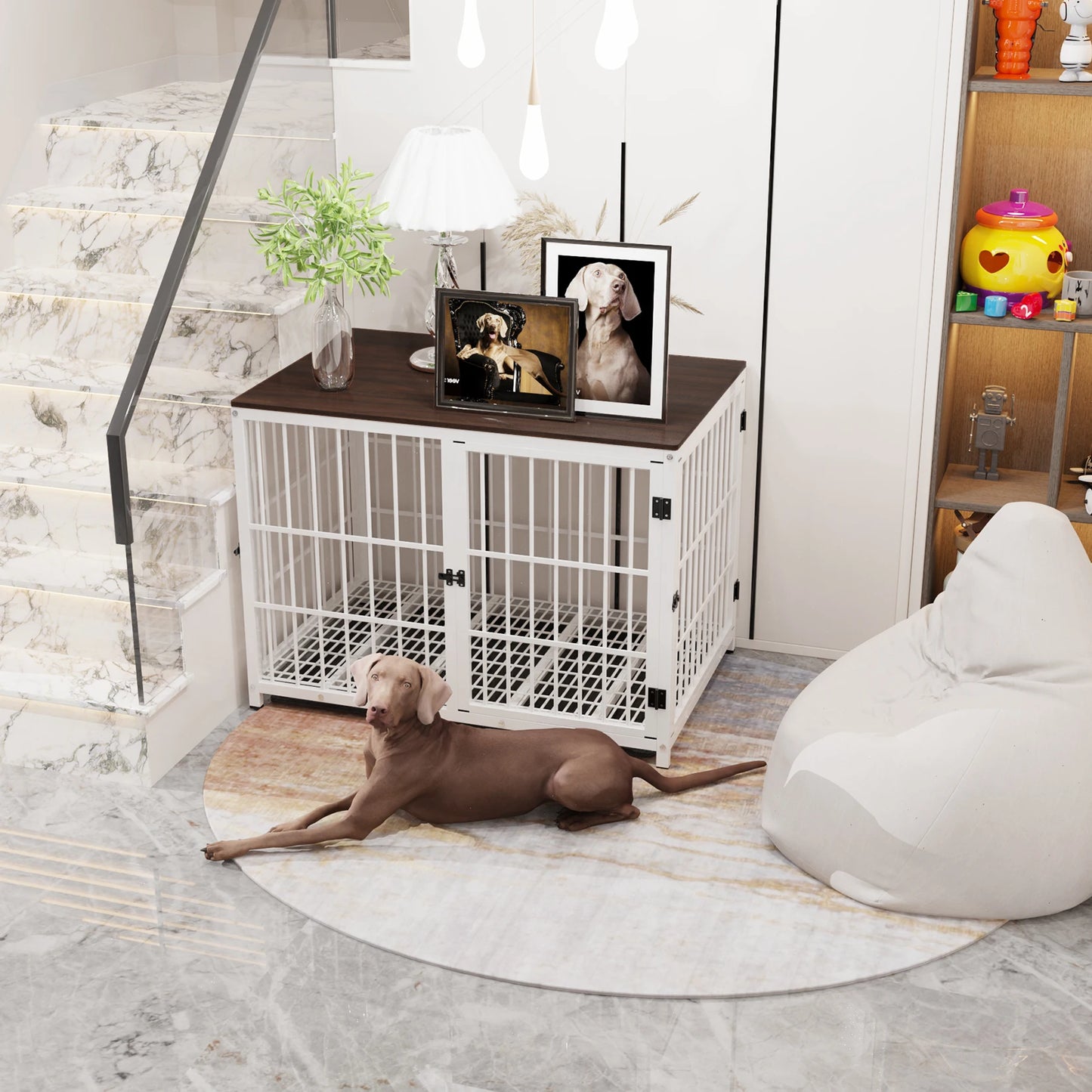 Mobilier Polyvalent pour Chien - Caisse Élégante et Fonctionnelle avec Plateau Amovible