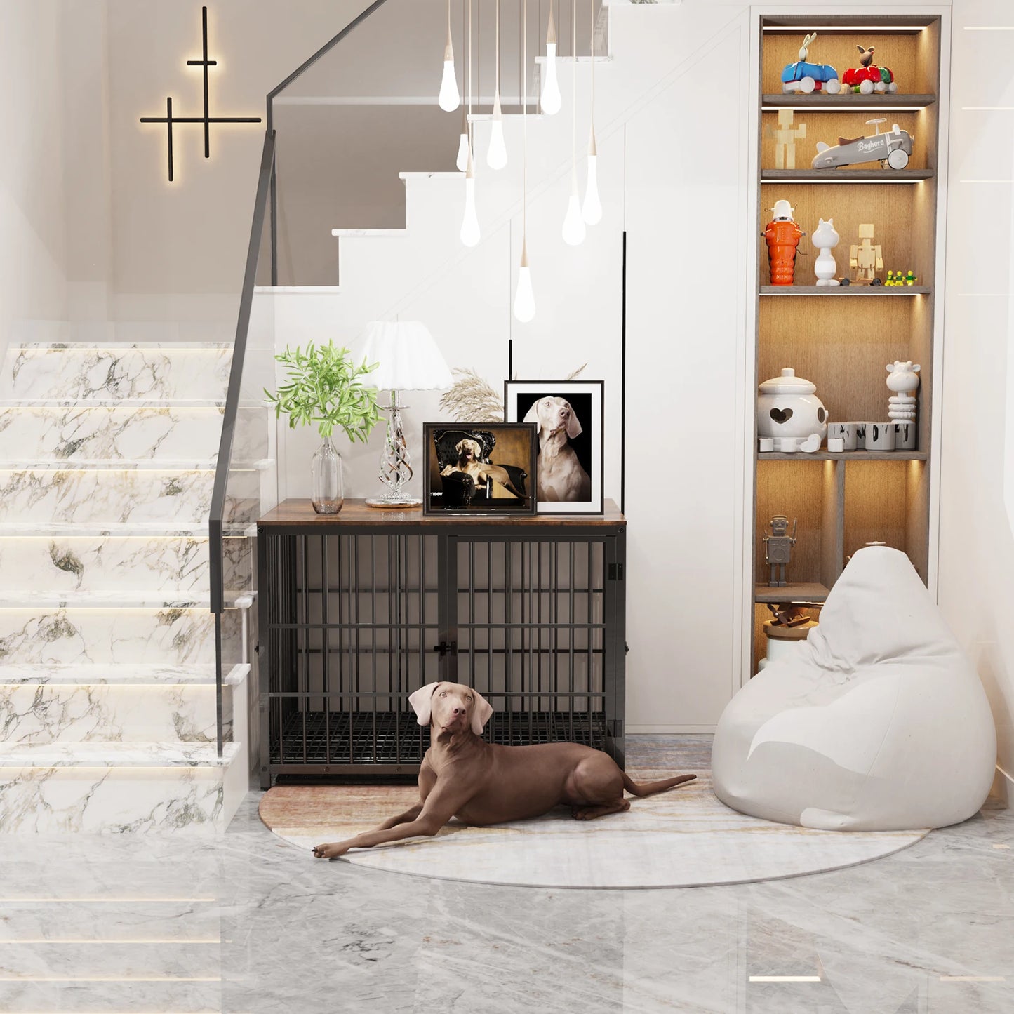 Mobilier Polyvalent pour Chien - Caisse Élégante et Fonctionnelle avec Plateau Amovible