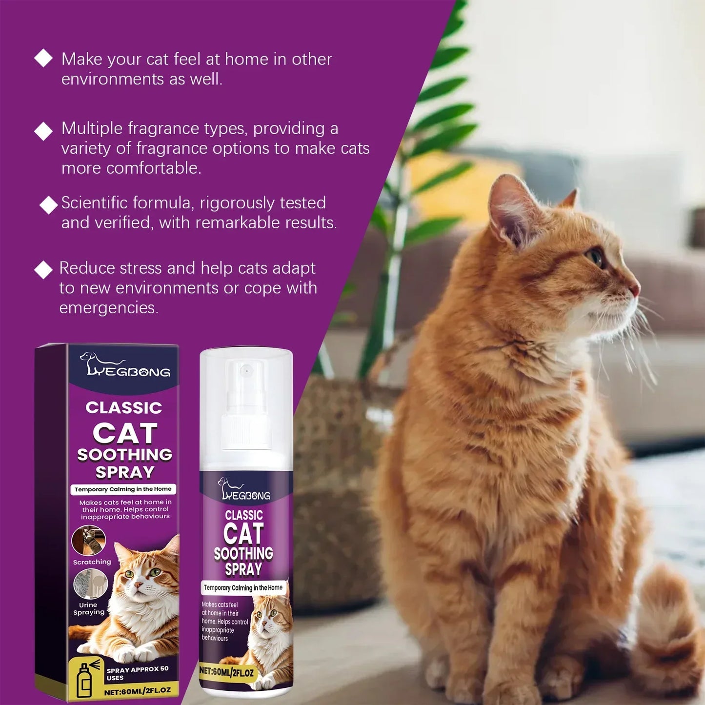 Spray Apaisant pour Chats – Sérénité Instantanée pour Votre Compagnon Félin