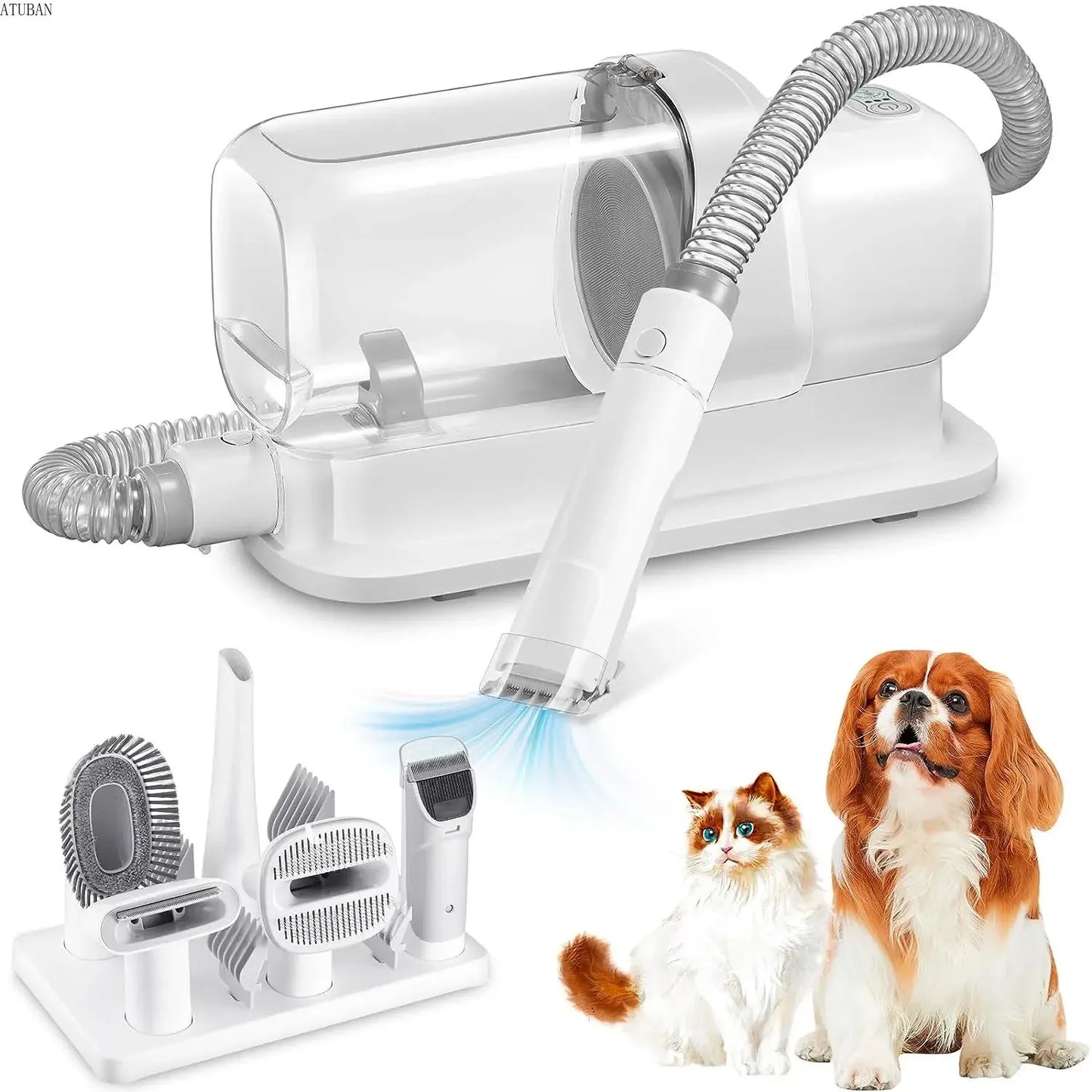 Aspirateur et Kit de Toilettage 5-en-1 pour Animaux - Grande Capacité 2,3L