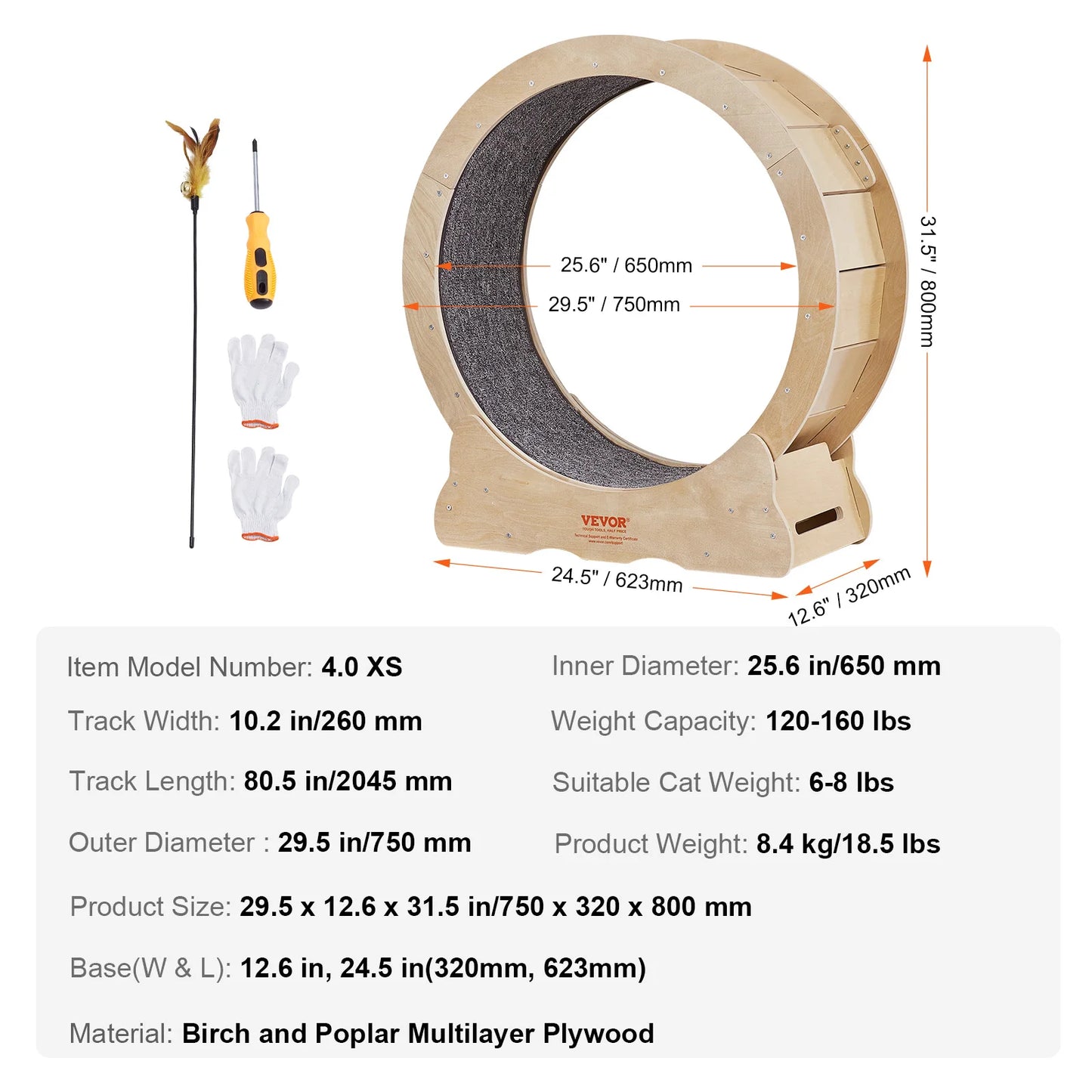 "Roue d'Exercice en Bois Naturel pour Chat - Tapis Amovible et Roulement Silencieux"