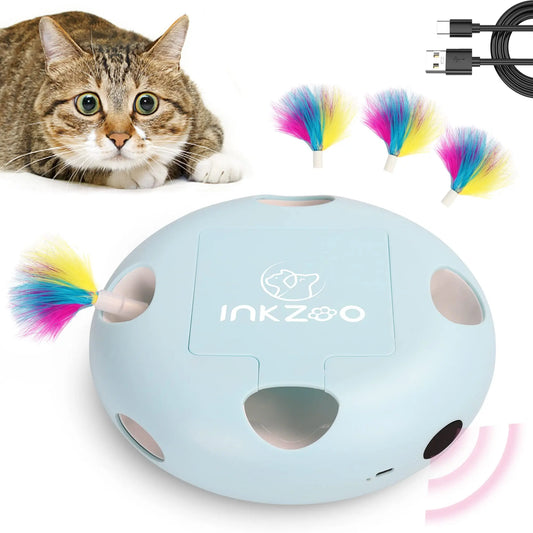 INKZOO Jouet Interactif pour Chat - Jeu Automatique de Taupes Cachées