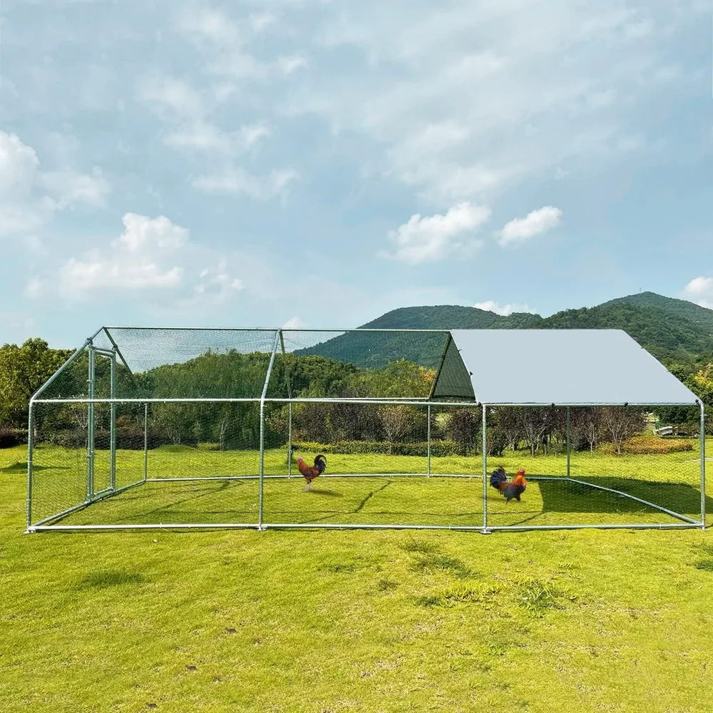 Grand poulailler en métal avec couverture anti-UV et étanche