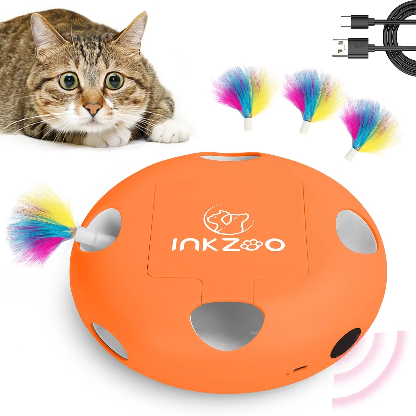 INKZOO Jouet Interactif pour Chat - Jeu Automatique de Taupes Cachées