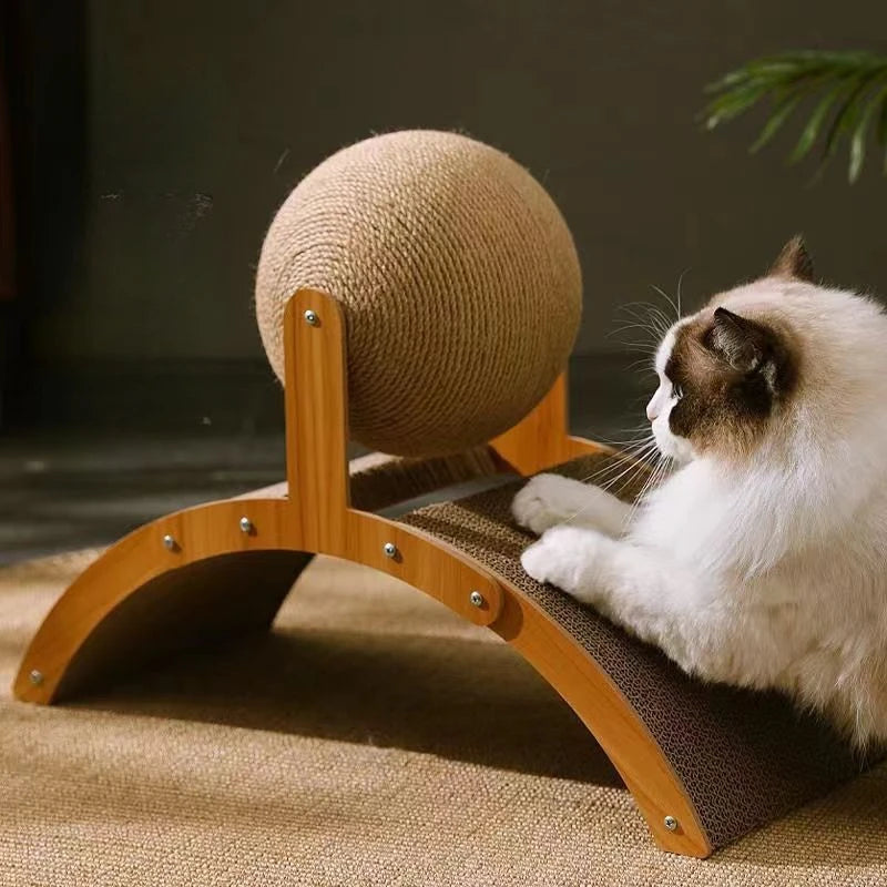 "Jouet à Gratter 2 en 1 pour Chat - Bois Massif et Sisal Résistant"