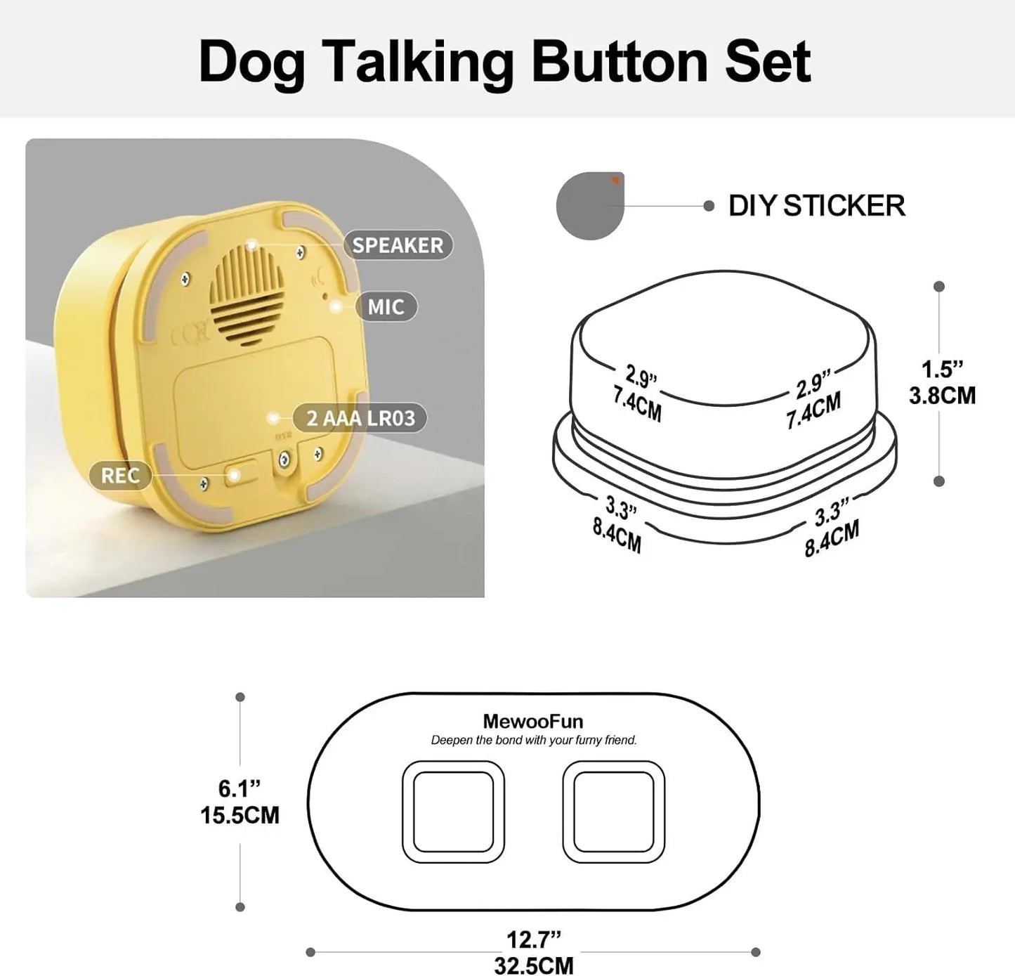 Boutons Enregistreurs Mewoofun - Jouets Interactifs pour Animaux et Entraînement à la Communication